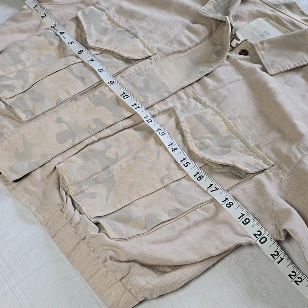 Hei Hei Anthropologie Ronan Camo Cropped Linen Jacket Women's Size S (3mm mark) - Picture 10 of 16
